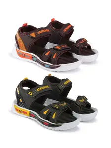 BERSACHE Boys Pack Of 2 Textured Velcro Sports Sandals