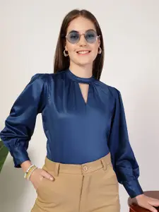 Style Quotient Bishop Sleeves Satin Top