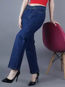 Metronaut Women Classic Relaxed Fit Mid-Rise Slash Knee Jeans