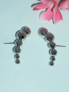 Niscka Silver-Plated Contemporary Shaped Drop Earrings