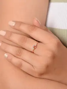 DressBerry Rose Gold-Plated Cubic Zirconia Studded Finger Ring