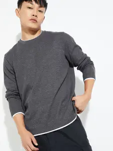 max Men Solid Round Neck Cotton Oversized T-shirt