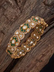 Kushal's Fashion Jewellery Green Victorian-Plated Ethnic Kundan Bangle