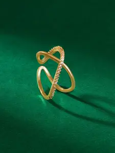 TEEJH Sundara Spark Cubic Zirconia Studded Adjustable Finger Ring