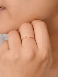 DressBerry Rose Gold-Plated Cubic Zirconia-Studded Adjustable Finger Ring