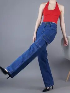 Metronaut Women Classic Slouchy Fit Mid-Rise Cargo Styles Jeans