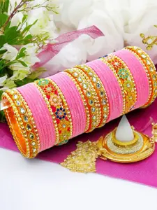 BeautyTrends Set Of 42 Gold-Plated Kundan-Studded Bangles