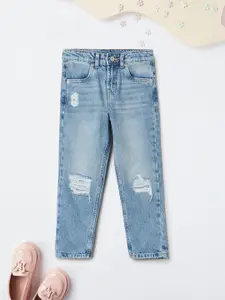 max Girls Pure Cotton Regular Fit Mid-Rise Mildly Distressed Heavy Fade Jeans