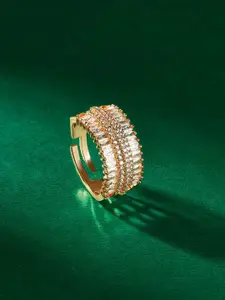 TEEJH Shashi Shine Cubic Zirconia Studded Adjustable Finger Ring
