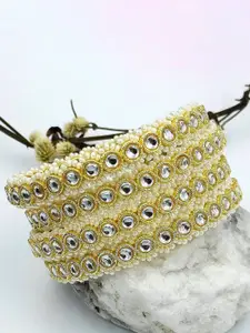 T4 JEWELS Set Of 4 Gold-Plated Kundan Studded Bangles