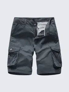 L'monte Men Regular Fit Grey Cargo Shorts