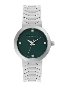 French Connection Women Embellished Dial & Stainless Steel Bracelet Style Straps Analogue Watch FCH9SM
