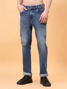 R.Code by The Roadster Life Co. Men Classic Straight Fit Mildly Distressed Cotton Jeans