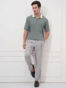 HIGHLANDER Men Self Design Polo Collar Relaxed Fit T-shirt