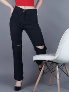 Metronaut Women Classic Mid-Rise Slim Fit Slash Knee Jeans