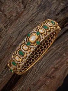 Kushal's Fashion Jewellery Green Victorian-Plated Ethnic Kundan Kada Bangle