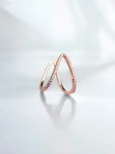 Jewels Galaxy Rose Gold Plated Artificial Stones Studded Finger Ring