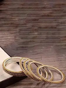 T4 JEWELS Set Of 8 Gold-Plated Stone Studded Bangles