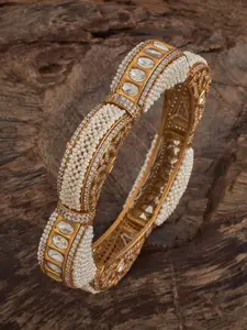 Kushal's Fashion Jewellery White Victorian-Plated Ethnic Kundan Bangle