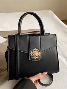 HAUTE SAUCE by  Campus Sutra HAUTE SAUCE Women's Black Vegan Leather Hand Bag