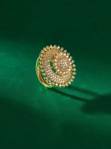 TEEJH Shehnai Shimmer 
Cubic Zirconia Studded Adjustable Finger Ring
