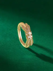 TEEJH Cubic Zirconia Studded Adjustable Finger Ring