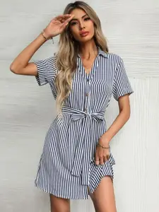 all about you Women Striped Fit & Flare Dress