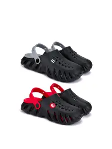 BERSACHE Girls Set Of 2 Self Design Clogs Flip Flops