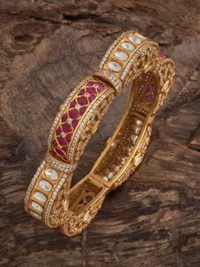 Kushal's Fashion Jewellery Ruby Victorian-Plated Ethnic Kundan Bangle