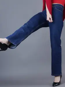 Metronaut Women Classic Relaxed Fit Mid-Rise Slash Knee Jeans