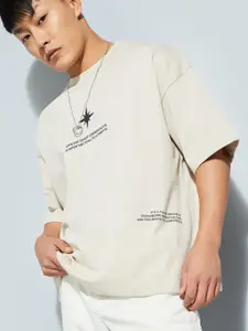 max Men Graphic Printed Round Neck Cotton Oversized T-shirt