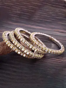 T4 JEWELS Set Of 4 Gold-Plated Kundan Studded Bangles