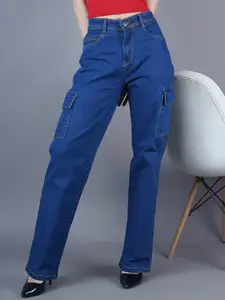 Metronaut Women Classic High-Rise Straight Fit Clean Look Cargo Styles Jeans