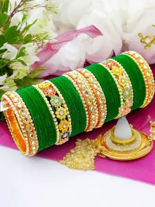 BeautyTrends Set Of 42 Gold Plated Velvet Bangles