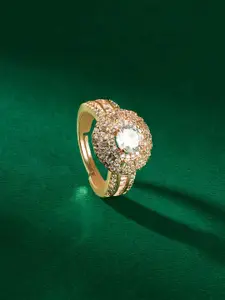 TEEJH Jewel of Jaipur Cubic Zirconia Studded Adjustable Finger Ring