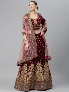 DIVASTRI Embroidered Thread Work Semi-Stitched Lehenga & Unstitched Blouse With Dupatta