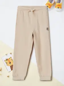 max Boys Textured Pure Cotton Mid-Rise Joggers