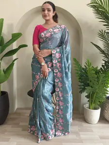 DEVATITHI Floral Embroidered Silk Blend Saree