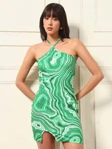 TANDUL Women Halter Neck Bodycon Multicolor Dress