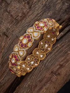 Kushal's Fashion Jewellery Ruby Victorian-Plated Ethnic Kundan Bangle
