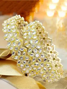 BeautyTrends Set Of 2 Gold Plated Kundan-Studded Bangles