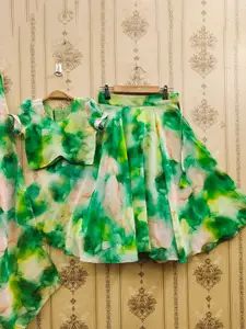 BAESD Girls Printed Tie and Dye Ready to Wear Lehenga & Blouse With Dupatta