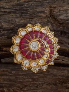 Kushal's Fashion Jewellery Ruby Victorian-Plated Ethnic Kundan Finger Ring