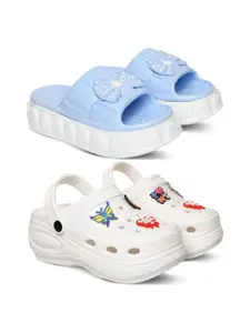 FEEL TIME Set Of 2 Women Self Design Flip Flops