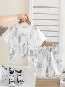 INCLUD Boys Printed Short Sleeves T-Shirt With Shorts