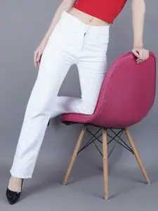 Metronaut Women Classic Relaxed Fit Mid-Rise White  Jeans