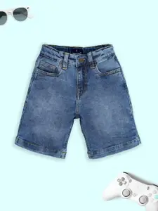 KiddoPanti Boys Regular Fit Mid-Rise Denim Shorts