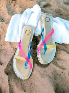 Dhaga Women Striped Open Toe Flats