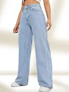 Metronaut Women Classic Mid-Rise Low Distress Heavy Fade Jeans