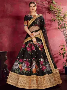 DIVASTRI Embellished Sequinned Semi-Stitched Lehenga & Unstitched Blouse With Dupatta